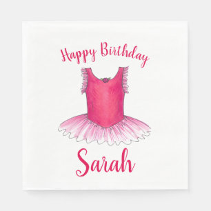 Serviette En Papier Joyeux Anniversaire Danse Ballet Rose Ballerina Tu