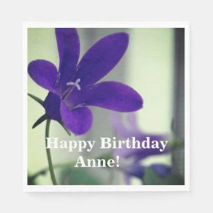 Serviette En Papier Joyeux anniversaire de fleurs violettes
