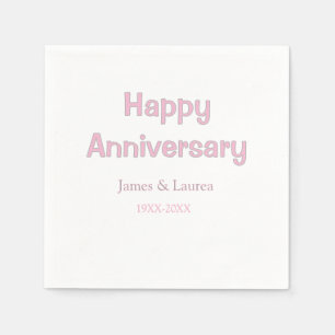 Serviette En Papier Joyeux anniversaire de mariage nom date année rose