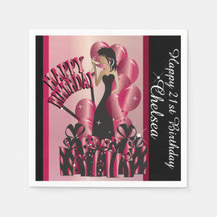 Serviette En Papier Joyeux anniversaire Diva Girl   Nom do-it-yourself