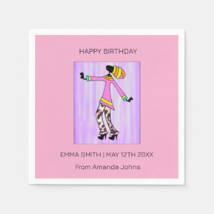 Serviette En Papier Joyeux anniversaire, élégante et branchée fille