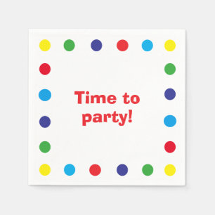 Serviette En Papier Joyeux Anniversaire Enfants Points Colorés et Mign