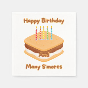 Serviette En Papier Joyeux Anniversaire Et Beaucoup De S'mores 3 Plis 