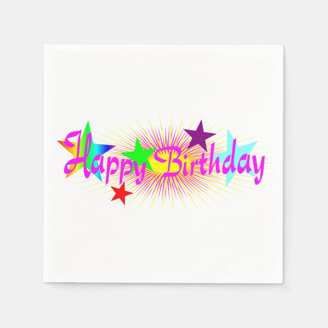 Serviette En Papier Joyeux anniversaire et étoiles - (Devant)