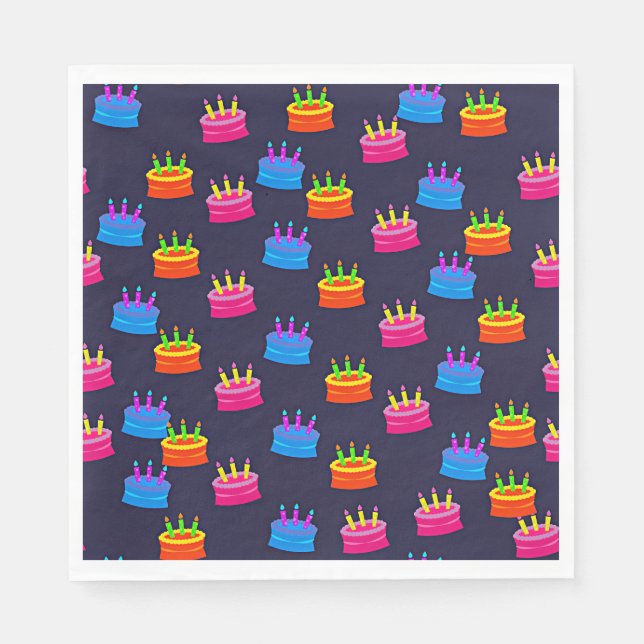 Serviette En Papier Joyeux anniversaire, gâteau aux bougies, (Devant)