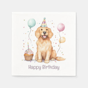 Serviette En Papier Joyeux Anniversaire Golden Retriever Chien