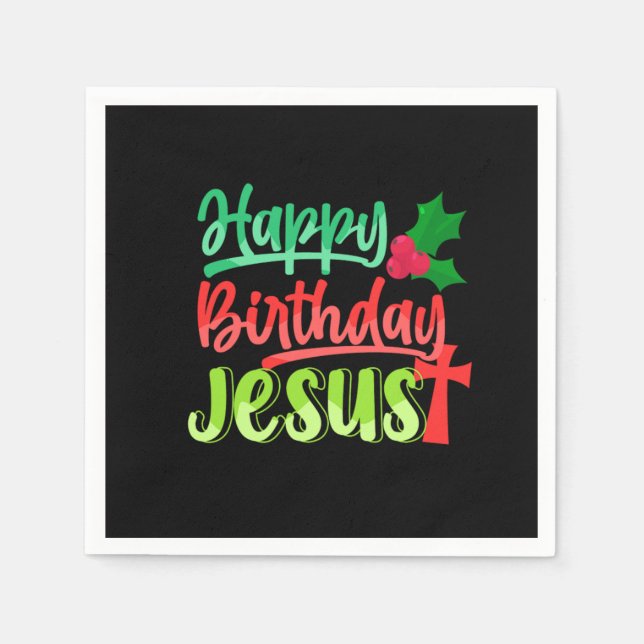 Serviette En Papier Joyeux anniversaire Jésus Noël Joyeux cadeau de No (Devant)