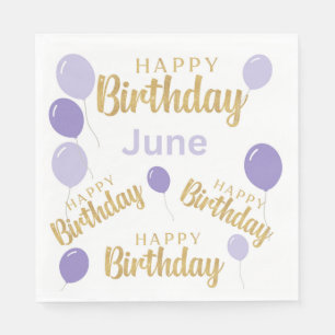 Serviette En Papier Joyeux anniversaire Juin anniversaires Papier Napk