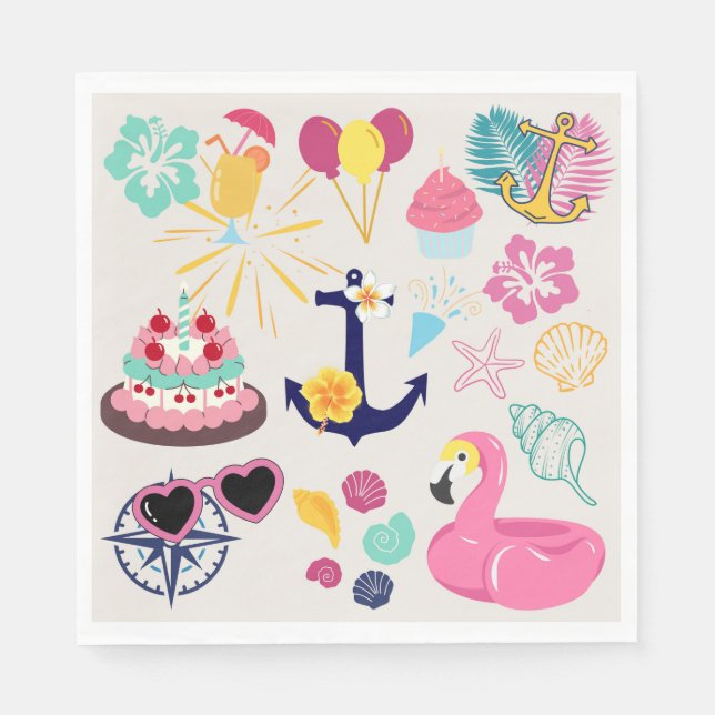 Serviette En Papier Joyeux Anniversaire Marin Mignon (Devant)