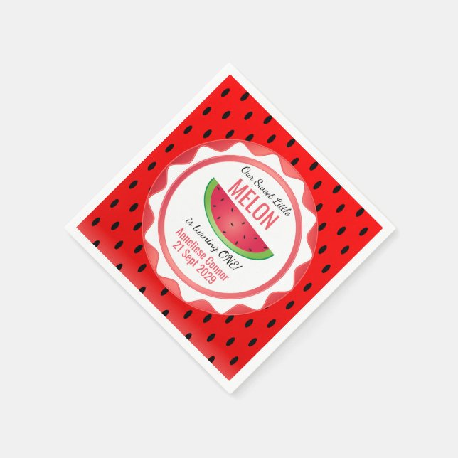Serviette En Papier Joyeux Anniversaire Melon Sucré (Coin)