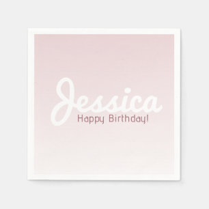Serviette En Papier Joyeux anniversaire, Nom personnalisable   Rose Om