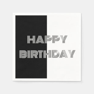 Serviette En Papier Joyeux Anniversaire Op Art Black White Party Table