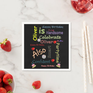 Serviette En Papier Joyeux Anniversaire Papier Napkins Oliver