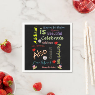 Serviette En Papier Joyeux Anniversaire Papier Naples Addison