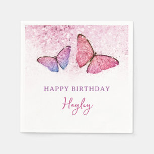 Serviette En Papier Joyeux anniversaire papillon Fille Anniversaire