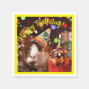 Serviette En Papier Joyeux Anniversaire - Parti Animal Guinée Pig Papi