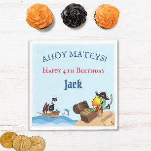 Serviette En Papier Joyeux Anniversaire Perroquet Pirate Et Papier Nav