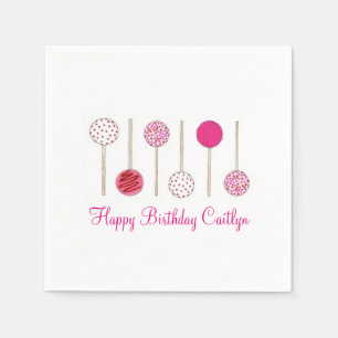 Serviette En Papier Joyeux Anniversaire Pink Frosted Cake Pops