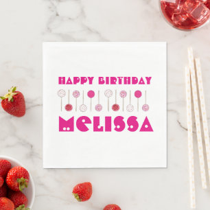 Serviette En Papier Joyeux Anniversaire Pink Frosted Cake Pops Party F