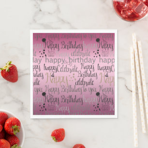 Serviette En Papier Joyeux Anniversaire Pink Ombre