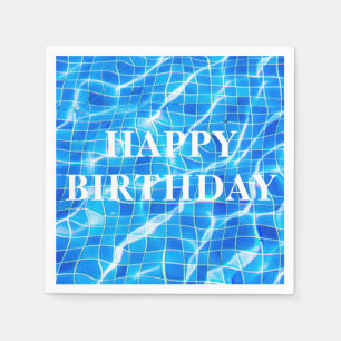 Serviette En Papier Joyeux Anniversaire Piscine Bleue Aquatique
