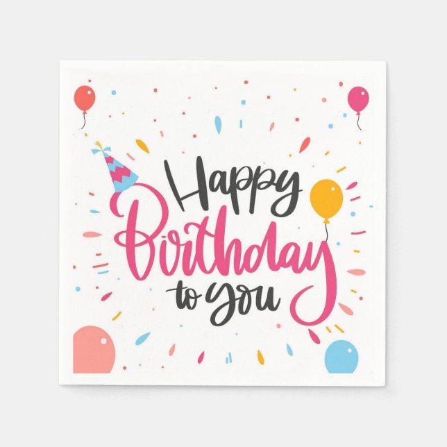 Serviette En Papier Joyeux Anniversaire Pour Vous (Devant)