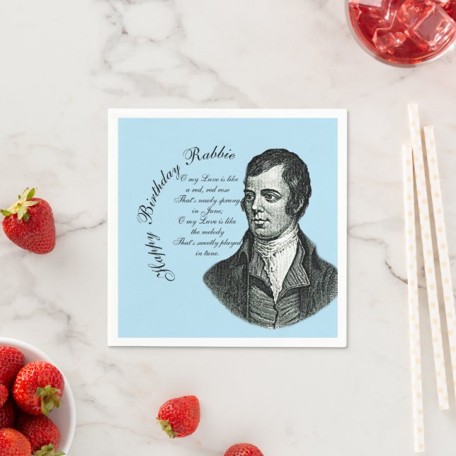 Serviette En Papier Joyeux Anniversaire Rabbie - Robert Burns Small (En situation)