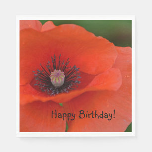 Serviette En Papier Joyeux Anniversaire Red Poppy