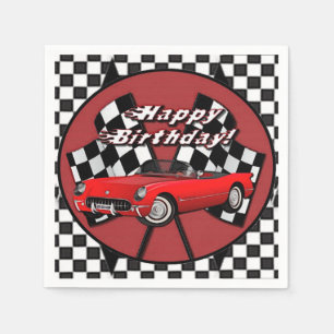 Serviette En Papier Joyeux anniversaire Red Sports Car Napkins