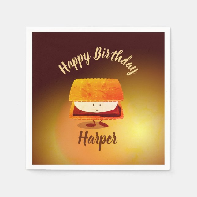 Serviette En Papier Joyeux Anniversaire S’more Nom Papier serviettes (Devant)