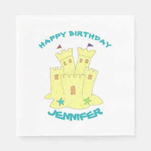 Serviette En Papier Joyeux anniversaire Sandcastle Sand Castle Beach P