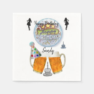 Serviette En Papier Joyeux Anniversaire Serviettes en papier, Bière