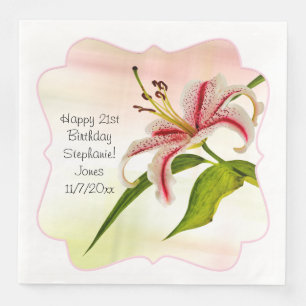 Serviette En Papier Joyeux anniversaire Stargazer Lily Floral Photogra