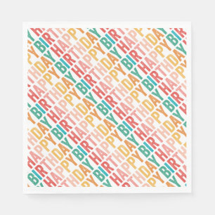 Serviette En Papier Joyeux Anniversaire Typographie Colorée