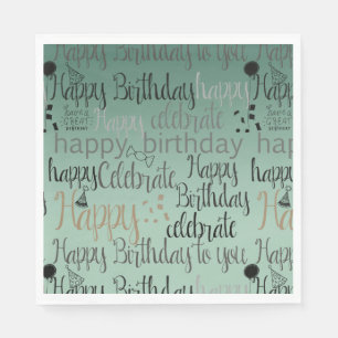 Serviette En Papier Joyeux Anniversaire Vert