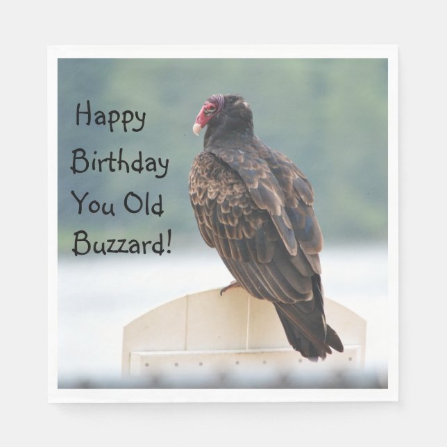 Serviette En Papier Joyeux Anniversaire Vieux Buzzard (Devant)