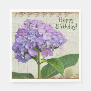 Serviette En Papier Joyeux Anniversaire violet Hydrangea