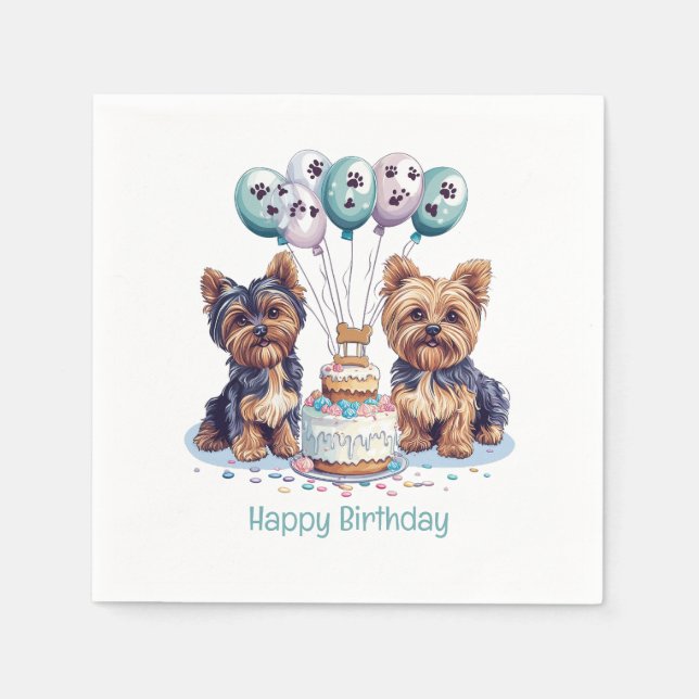 Serviette En Papier Joyeux anniversaire Yorkie Chien (Devant)