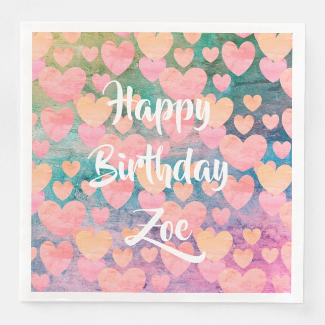 Serviette En Papier Joyeux anniversaire #Zoe serviettes de fête par DA (Devant)