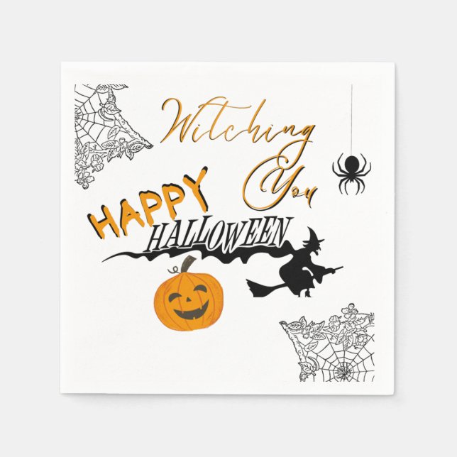 Serviette En Papier Joyeux apéritif d'Halloween (Devant)