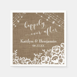 Serviette En Papier Joyeux après avec Burlap Lights & White Lace