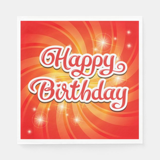 Serviette En Papier Joyeux Arrière - plan orange d'anniversaire (Devant)