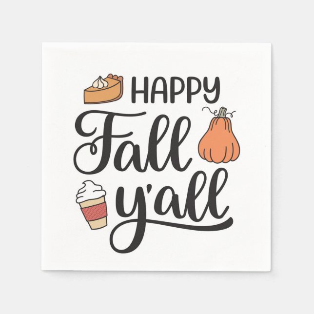 Serviette En Papier Joyeux automne Y'all (Devant)
