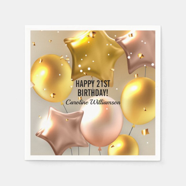 Serviette En Papier Joyeux Ballons d'anniversaire Parties scintillant  (Devant)