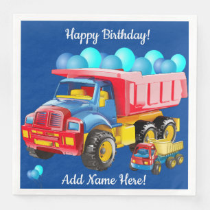 Serviette En Papier Joyeux Camions et ballons de pompage d'anniversair