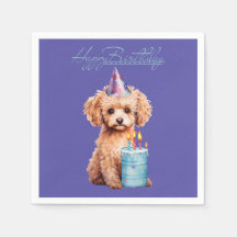 Joyeux caniche d'anniversaire avec Casquette de fê