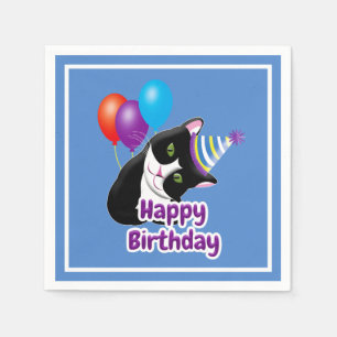 Serviette En Papier Joyeux Chat d'anniversaire