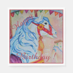 Serviette En Papier Joyeux Cheval-Round Joyeux Anniversaire