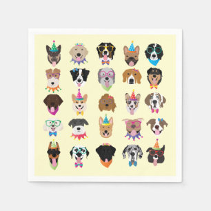 Serviette En Papier Joyeux Chien d'Anniversaire Face À Des Animaux Vai