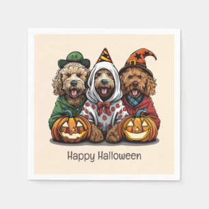 Serviette En Papier Joyeux chien d'Halloween Goldendoodle